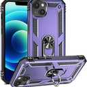 Korecase for iPhone 15 Case 15 Phone Cover with Finger Ring Holder Kickstand Military Grade Shockproof Heavy Duty Protective Cover for iPhone 15 6.1" Purple