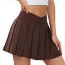 Womens Tennis Skirt with Pockets Shorts Crossover High Waisted Athletic Skorts Skirts for Golf Running Workout (XX-Large, Z-brown)