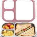 Stainless Steel Lunch Box, 3 Compartments Metal Bento Box for Kids Adults, Leak-Proof Lunch Box for School Office, Dishwasher Safe, BPA-Free, Tritan Lid, Pink
