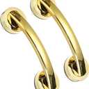 uxcell 2pcs Grab Bars for Bathtubs and Showers, 7.6" Mirror Glass Door and Window Handles Powerful Shower Suction Cup Anti-Slip Safety Bars for Senior Shower Chairs Gold