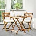 Idzo Heavy Duty 400lbs Capacity Patio Bistro Set 3 Piece Outdoor, Folding Chairs w/Cushion, Square Table - Upgrate 2024