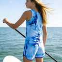 Enlifety 8-18T Girls 3 Piece Tankini Swimsuit Racerback Bathing Suit with Shorts & Briefs (12-13 Years, Blue Marble)