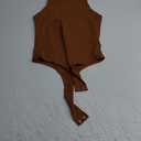 REORIA Butsmooth Womens Basic Sexy Sleeveless Racer Back Halter Neck Bodysuit Tank Tops (Medium, Brown)