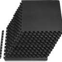 ProsourceFit Weaved Pattern Extra Thick Exercise Puzzle Mat 3/4-inch, EVA Foam Interlocking Tiles for Protective, Cushioned Flooring for Home and Gym Equipment; Black, 48 SQ FT, 12 Tiles