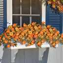 HyeFlora Artificial Fall Flowers for Outdoors Decoration 2PCS Autumn Faux Morning Glory Look Real Silk Flowers for Outside Planter UV Resistant Fake Flowers for Home Garden Balcony Yard Porch Deco, Pack of 2