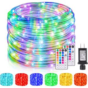 99Ft LED Rope Lights Outdoor, 18 Colors Changing Fairy String Light Plug in with Remote, IP68 Waterproof 300 LEDs Multicolor Twinkle Christmas Lights for Bedroom Patio Halloween Holiday Decor