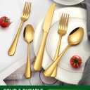 PHILIPALA 20 Piece Gold Silverware Set, Stainless Steel Flatware Set for 4 Food Grade Cutlery Utensil Set Include Knife Fork Spoon Mirror Polished Dishwasher Safe