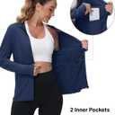 TACVASEN Women's Sun Hoodies Lightweight Jacket for Women Zip Up UPF 50+ UV Shirt Long Sleeves (X-Large, Navy)
