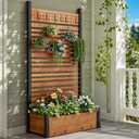 DWVO 72" H x 42" W Planter with Trellis,Outdoor Privacy Fence with Planter Wood Fence Panel, Privacy Wall Outdoor for Backyard, Patio,1 Panel, Brown