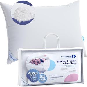 Continental Bedding Pillow Double Down Surround-As seen in many 5 star hotels and resorts. (queen), white