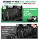 For Jeep Wrangler Seat Covers JL 4 DR Without Rear Cup Holder 2018 2019 2020 2021 2022 2023 2024 2025 2026, Custom Fit Car Seat Covers Full Set,Waterproof Leather Seat Protector,BlackGrey
