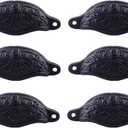 Renovators Supply Manufacturing Cabinet Handles 4.5 in. Black Wrought Iron Cabinet Knobs, Drawer Pulls with Mounting Hardware Pack of 6