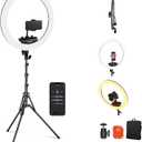 NEEWER Professional 18 Inch Ring Light with Tripod Stand Phone Holder Compatible with iPhone, 45W Remote Shutter App Control, Video Recording Makeup Selfie Studio Streaming Filming, RP18B Pro Black