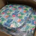 Beeveer Set of 6 Tropical Flower Outdoor Chair Cushions 17" x 16" x 2" Waterproof Patio Chair Cushions Replacement Indoor Outdoor Seat Cushions with Removable Cover Ties for Garden Patio Furniture