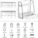 2-Tier Bathroom Organizer Countertop with Drawer, Wood Counter Organizer for Bathroom Decor, Sink Shelf for Vanity Storage, Makeup Tray for Perfume Skincare, Spice Rack Bedroom Kitchen Corner