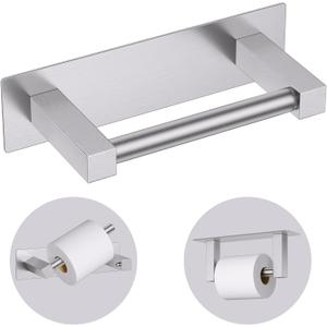 Brushed Nickel Self Adhesive Toilet Paper Holder, Stainless Steel Bathroom Toilet Paper Holder Stick On Wall Mount, Commercial Toilet Paper Dispenser Peel Stick Toilet Paper Holder Adhesive