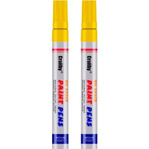Yellow Paint Markers, 2 Pack Oil-Based Waterproof Quick Dry Permanent Paint Pen Set for Rocks Painting, Wood, Fabric, Plastic, Canvas, Glass, Mugs, Metal, Tire, Stone, DIY Craft
