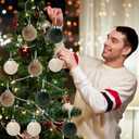 15pcs Christmas Tree Ornaments Velvet Ball,2.36in Flocked Decoration Balls,Shatterproof Multicolor Green Christmas Ornaments Set,Suitable for Xmas Trees,Fireplaces,Room Decorations