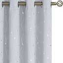 BGment White Curtains 54 Inch Length 2 Panels Set Grommet Thermal Insulated Room Darkening Window Curtains with Wave Line and Dots Printed for Bedroom, 52 x 54 Inch, Greyish White