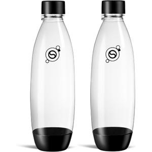 sodastream 1L Twin Pack Dishwasher Safe Slim Bottle (Black)