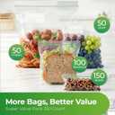 Baggies Variety Size Pack 350 Count Food Storage Variety Pack with 50 Gallon Freezer Bags, 50 Quart Freezer Bags, 100 Sandwich Bags & 150 Snack Bags Heavy Duty Resealable Freezer Storage Bags