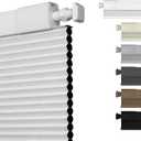 HOTSOON No Drill Blackout Cellular Shades,White,34" W x 78" H
