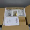 Modern Gold Chandelier Dining Room Light Fixture Over Table,5-Light Farmhouse Chandeliers for Dining Room with White Fabric Shade, Industrial Hanging Pendant Lights for Kitchen Bedroom Living Room