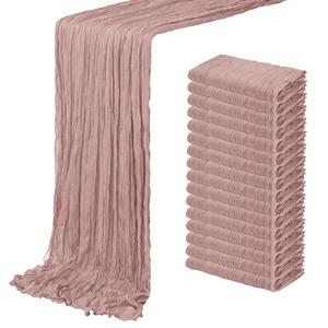 16 Pack Dusty Pink Cheesecloth Table Runner 20 x 120 inch Gauze Table Runners 10 FT Long, Semi Sheer Cheese Cloth Fabric Table Runner Bulk for Wedding, Party, Baby Shower, Bridal Shower Decoration