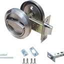 Stainless Steel 304 Door Lockers Doorknobs Ring Doors Pulls Furniture Corridor Hidden Recessed Install Cup Door Lock Privacy Sliding Door Latch Locks Pack of 1 (Silver)