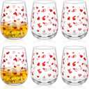 6 Pack 17 oz Heart Valentine's Day Wine Glass Set Valentine Wine Glass Drink Up Valentine's Day Wine Glass Romantic Wine Glasses Lover's Wine Glasses Wedding Anniversary for Valentine's Day Party