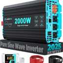 LANDERPOW Pure Sine Wave Inverter 2000 Watt, 12V DC to 120V AC Inverters for RV, Truck, Solar, Home, Power Inverter with 3 AC Outlet, 30W USB-C, 5V 3.1A USB, Hardwire Port, Remote Control, Surge 4000W