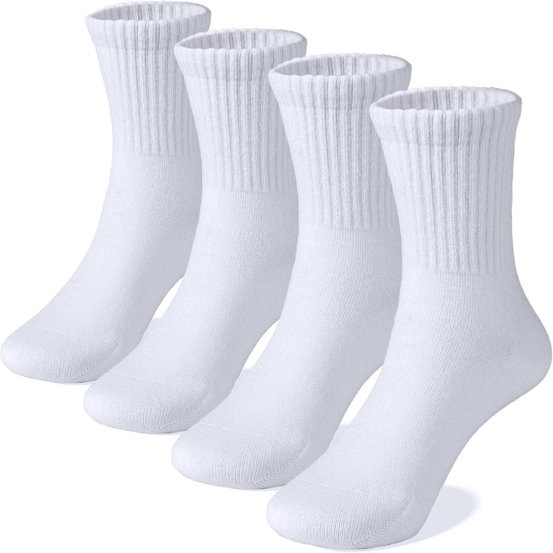 COTTON DAY Unisex School Kids Boys Girls Soft Cotton Athletic Socks10-12 Years All White Size XL(12)