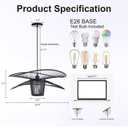 Booniture Pendant Light, Boho Bamboo Hanging Light with Adjustable Height
