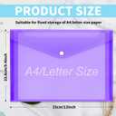 50 Pcs Plastic Envelopes, Poly Envelopes with Snap Button Closure, Clear Document Folders, A4 Letter Size File Envelope, Plastic File Folders for Home Work Office Organization, 8 Colors