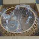 Rattan Pendant Light Fixture Ceiling Bohemian Chandelier Flush Mount Hanging Light 12.99-inch Small Woven Lamp Shade Wooden Base Basket for Kitchen Island Hallway Bedroom Dinning Table (Cream white-Pendant Drum)