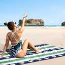 cabanana Large Beach Towel Oversized - Cotton Velour 35 x 70 Inch Sea Turtle Striped Terry Pool Towel, Cabana Soft Swimming Towel for Adults Women Men (Navy Feldspar)