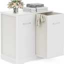 120L Double Pull-Out Laundry Hamper Cabinet with Removable Bags, 23.6"L x 13"W x 29.5"H, Dual Pull-Out Compartments; Reinforced Bags; Metal Pull Handles; Hidden Laundry Storage; Steel Frame; Easy Assembly
