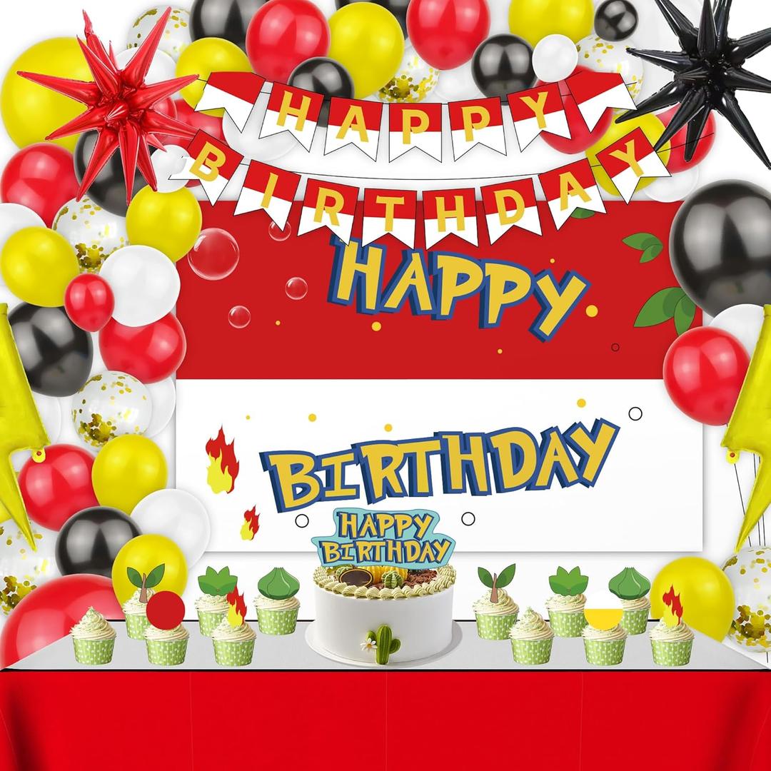 Cartoon Birthday Decorations, Party Decorations, Cartoon Birthday Party Supplies, Backdrop Banner, Balloons, Tablecloth, Cupcake Toppers, Large Cake Decorations, Table Cover