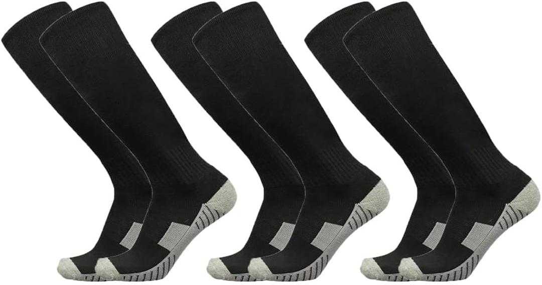 Baseball Socks 3 Pairs for Kid Youth Adult(4-20 Years Old) Team Sport Athletic Soccer Socks Cushion Softball Socks (Large)