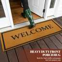 Welcome Long Doormat for Double Door Entrance, 24x59 Inch Heavy Duty Front Porch Rug with Non Slip PVC Backing, Extra Large Decorative Doormat, Oversized Welcome Mat for Indoor Outdoor Entryway