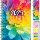 HARDCOVER 2025 Planner, 5.5"x8": 14 Months (November 2024 - December 2025), Daily Weekly Monthly Planner, Yearly Agenda, Bookmark, Pocket Folder and Sticky Note Set (Rainbow Petals) (5.5"x8", Rainbow Petals)
