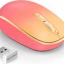 TECKNET Wireless Mouse, 2.4G Quiet Computer Mouse with USB Receiver, 4 Buttons Portable Cordless Mice for Chromebook, Laptop, PC, Mac, 800/1200/1600 DPI - Red-Pink Gradient