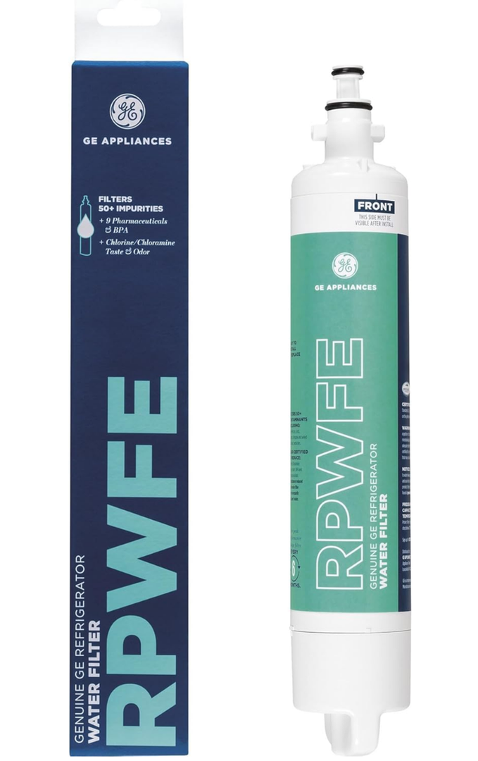 GE RPWFE Refrigerator Water Filter, Genuine Replacement Filter, Certified to Reduce Lead, Sulfur, and 50+ Other Impurities, Replace Every 6 Months for Best Results, Pack of 1