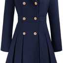 GRACE KARIN Lapel Double-Breast A Line Dark Blue Trench Coat Fall Jackets for Women 2XL