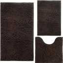 Bathroom Rugs Chenille 3-Piece Extra Soft and Absorbent Shag Bathroom Rugs, Machine Wash Mat, Strong PVC Non-Slip Underside, Plush Carpet Mats (Coffee) 2'8" x 1'8" (16x24"+20x32"+20x20"U Shape）