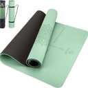 Gruper Yoga Mat Non Slip TPE Extra Wide Yoga Mat with Alignment Mark, 72"L x 32"W x 0.32"/0.24"Th (183cm x 80cm x 8mm/6mm), Anti-Tear Exercise Mat with Carrying Strap and Bag, Workout Mats for Yoga, Pilates