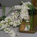 White Delphinium Artificial Flowers,8PCS Long Stem Silk Larkspur Flowers 33.5'' Faux Delphinium Stems for Tall Vase Home Wedding Table Decor(White)