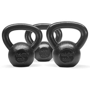 Yes4All Kettlebell Sets - 10, 15 & 20 LB Cast Iron Strength Training Kettlebells, Wide Handles & Flat Bottom for Push Ups, Swings, Squats & Full Body Workout at Home or Gym
