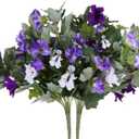 Petunias - Outdoor Artificial Flowers 2 Bundles Morning Glory Artificial Flowers Decorative Faux Plastic Flowers Realistic Flowers No Fade for Home Office Desktop (Purple)