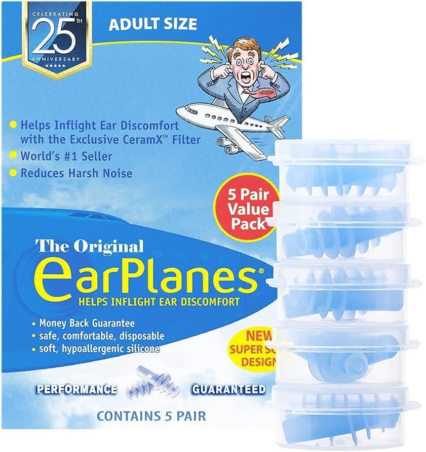 New Super Soft Adult EarPlanes Ear Plugs Airplane Travel Ear Protection 5 Pair